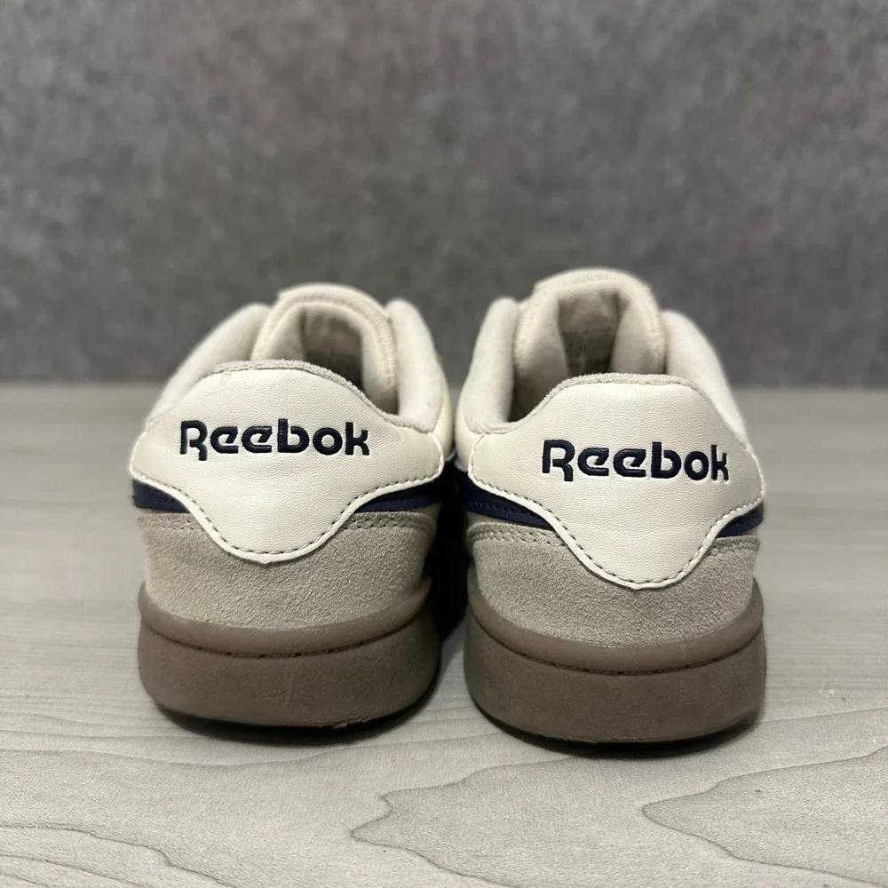 Reebok Club C Sneakers Kids Sz 3 White Navy Gum Sole Leather Suede Tennis Shoe‎